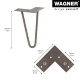 thumbnail of WAGNER Möbelbein HAIRPIN LEG Retro - 12 x 12 x 20 cm, BAUSTAHL LOOK, eisen matt, Bein schräg & Anschraubplatte- 12822801