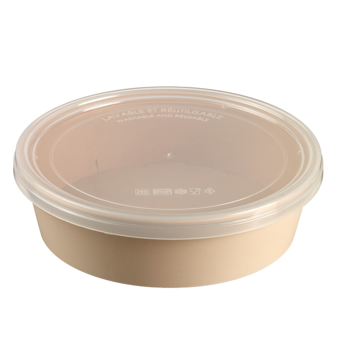 SOLIA Saladier LOOP avec couvercle PP beige clair 1000 ml - DP10402 - par 60 pièces