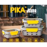 thumbnail of PIKA - Lot de 3 boites alimentaires sous vide en verre + pompe de mise sous vide - 370ml + 640ml + 1050ml - Micro-ondes, four, congélateur - GlassShoc