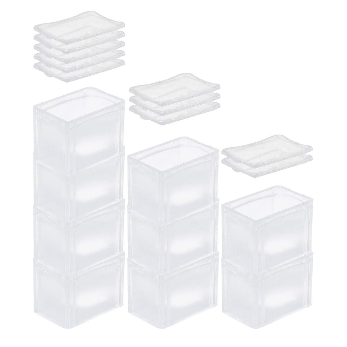 PROREGAL MegaDeal 10x Transparenter Eurobehälter BasicLine mit geschlossenem Griff und Klickdeckel | HxBxT 22x20x30cm | 9,4 Liter | Eurobox