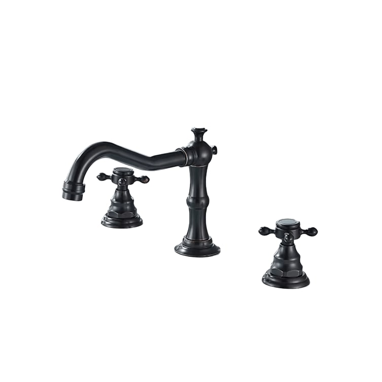 JULIAN | Vintage 3-Loch Badarmatur Schwarz gebürstet| Premium Retro Edelstahl Wasserhahn Waschbecken | Antike 2-Griff Mischbatterie Hotel Gastronomie