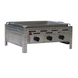 thumbnail of Gastrobräter, 3 Brenner je 3,6 kW, mit Stahlblechpfanne, B 650 mm x T 530 mm x H 270 mm, inkl. Gewerbedruckregler u. Schlauchbruchsicherung