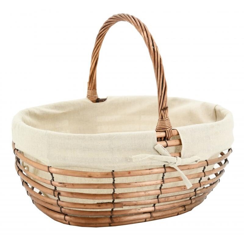 AUBRY GASPARD panier ovale ajouré en osier et jute 42 cm