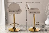 thumbnail of 2er Set Barhocker BIKEL - Stoff Taupe 51x52x89 cm Gold | Barstuhl Höhenverstellbar Mit Lehne Drehbar Tresenhocker Tresenstuhl Kneipenhocker