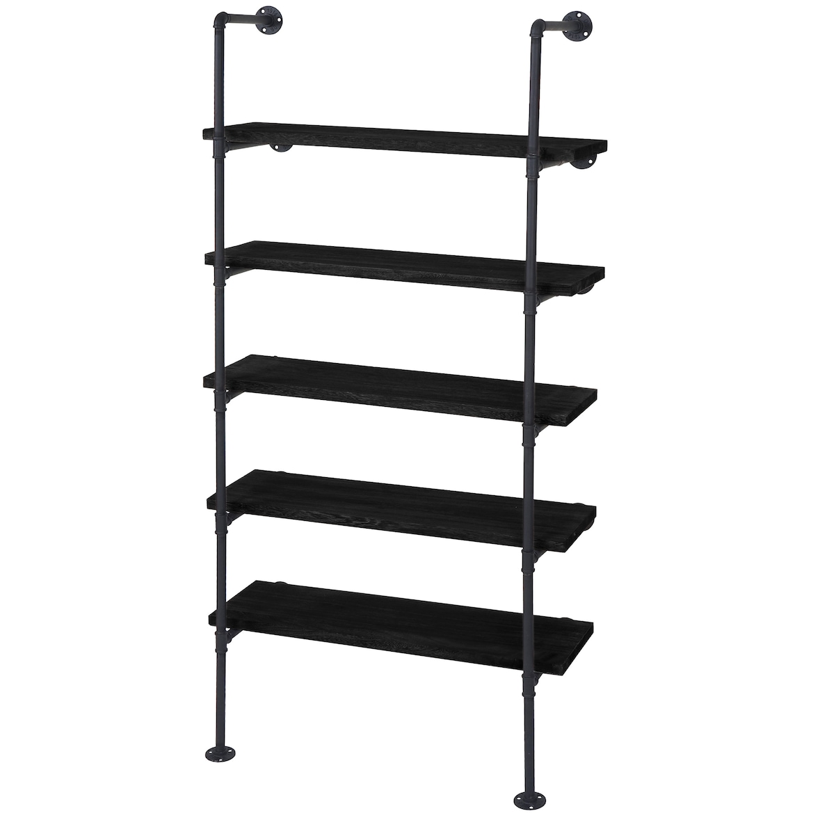 Standregal HWC-C45, Wohnregal Bücherregal Ablageregal, Industriedesign Holz Metall, 165x80x28cm ~ dunkelgrau