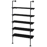 thumbnail of Standregal HWC-C45, Wohnregal Bücherregal Ablageregal, Industriedesign Holz Metall, 165x80x28cm ~ dunkelgrau