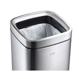 thumbnail of PROREGAL Quadratischer Abfalleimer aus mattem Edelstahl mit offenem Einwurf | 9 Liter, HxBxT 33,8x24x24cm | Silber