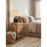 thumbnail of Nachttisch Mango Massivholz / Metall 40x60x30 cm Nachtschrank Boxspringbett, Design Nachtkonsole mit 3 Schubladen, Nachtkommode Wiener Geflecht mit