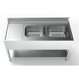 thumbnail of Combisteel Spültisch 2 Becken rechts mit Grundboden aus Edelstahl 1600x700x850mm