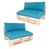 thumbnail of Pacote de 2 sofás de paletes com almofadas, pinho novo, Poliéster 180 gr, Cor Turquesa, 120x80x70