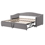 thumbnail of Ausziehbett 90x200 cm, erweiterbar auf 180x200 cm mit Lattenrost – Vielseitiges Polsterschlafsofa in Grau mit Samtbezug