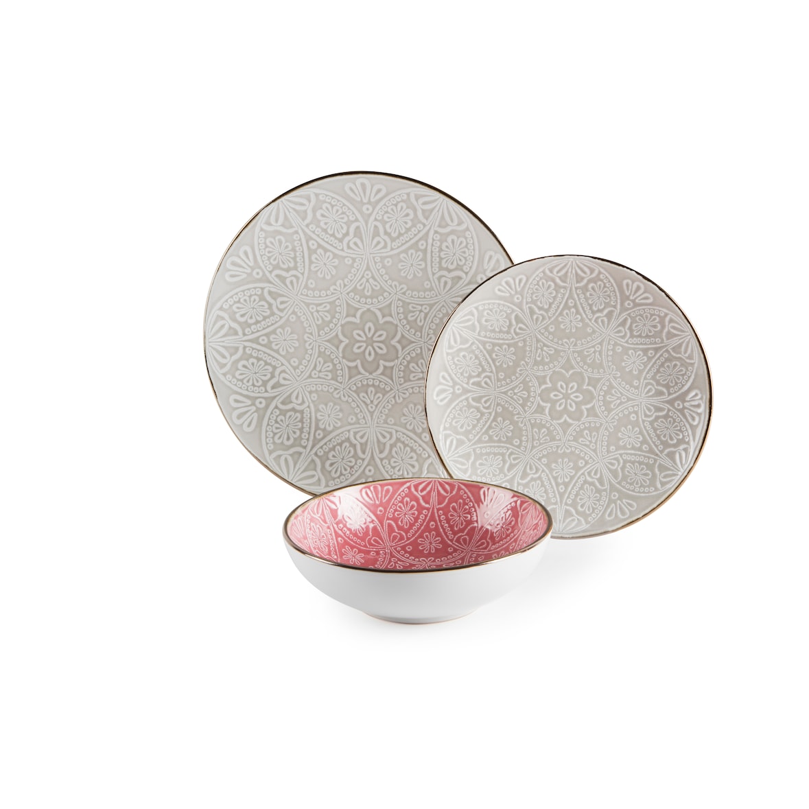 Excelsa Geschirrset 18-Teiliges Versailles Grigio Keramik bunt