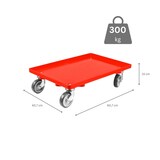 thumbnail of PROREGAL 2x Transportroller für Euroboxen 60x40cm mit Gummiräder rot | Geschlossenes Deck | 2 Lenkrollen & 2 Bockrollen | Traglast 300kg