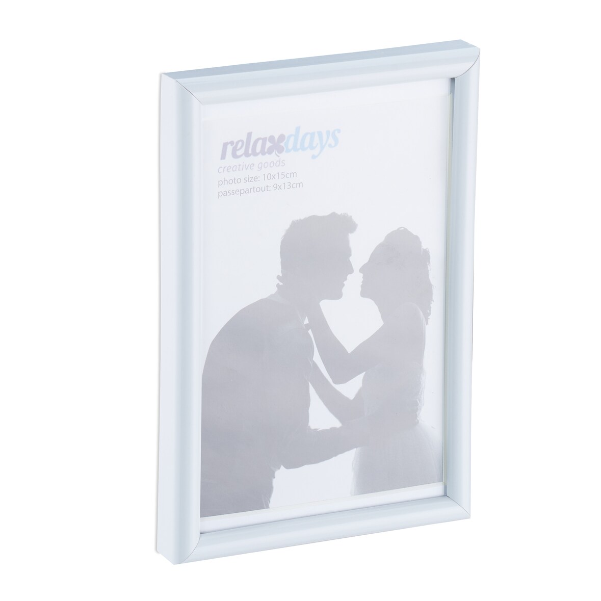 Relaxdays Bilderrahmen 2er Set, 10x15 cm, Passepartout 9x13 cm, Glasscheibe, Fotorahmen zum Stellen & Hinhängen, weiß
