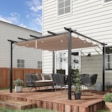 thumbnail of Outsunny Pérgola de Aluminio Gazebo Cenador 3x3m para Jardín Patio o Terraza con Techo Retráctil Tela Poliéster Resistente a Agua y UV