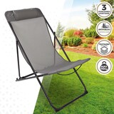 thumbnail of Silla tumbona plegable de jardín gris con asa Aktive