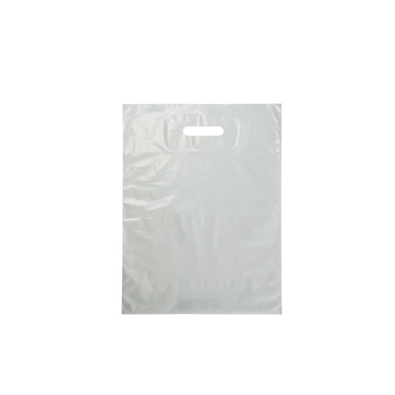 Witte plastic tas met uitsnijdingen in gerecycled LDPE 35 x 45 + 4 cm per 1000 - Gimex