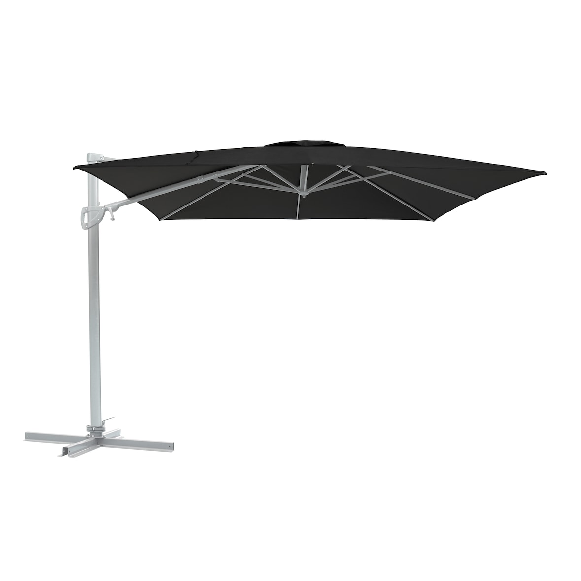 METRO PROFESSIONAL Parasol ROMA, aluminium/polyester, 3x3 m, ouverture à manivelle, rotation à 360°, protection UV50+, hydrofuge, anthracite/platine