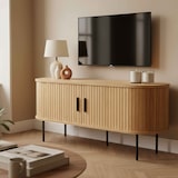 thumbnail of Meuble TV en mélaminé et acier 120 cm beige - Oviala