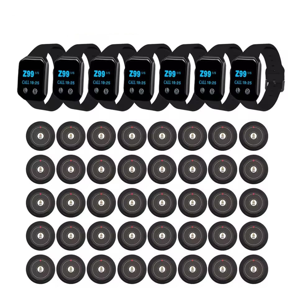 Sistema de chamada para restaurante / Beeper / Pager, 40 discos e 7 relógios, alcance 80m