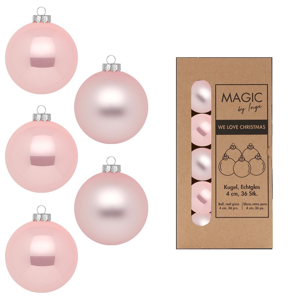36 Weihnachtskugeln 4cm Glas Christbaumkugeln Weihnachtsbaumkugeln klein rosa