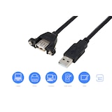 thumbnail of Renkforce USB-Kabel USB 2.0 USB-A Stecker, USB-A Buchse 1.00 m Schwarz für Einbau, schraubbar RF-572