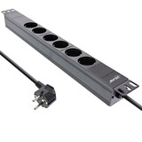 thumbnail of InLine® 19" Steckdosenleiste, 6-fach Schutzkontakt, ohne Schalter, 2m, schwarz