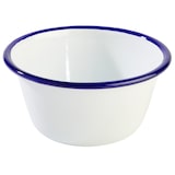 thumbnail of APS 40638 Bol / saladier en métal émaillé blanc bordure bleue Ø 13 cm, H 6 cm, 0,5 L