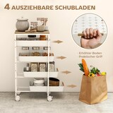 thumbnail of Küchenwagen Rollwagen Servierwagen Weiß 40x24x82 cm mit 4 Schubladen 5 Ebenen Holzoptik Ablage Metallrahmen schmal