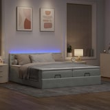 thumbnail of vidaXL Ottoman-Bett mit Matratzen & LEDs Hellgrau 160x200 cm Samt