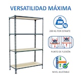 thumbnail of SimonRack Estante de metal 1500x1100x400 mm, 4 níveis, prateleiras de madeira, capacidade 200 kg por nível, Cinza - Maderclick