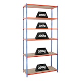 thumbnail of PROREGAL Schwerlastregal Giant Muli | HxBxT 250x120x40cm | Fachlast 200kg | Blau-Orange | Stecksystem Lagerregal Regalsystem Steckregal