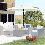 thumbnail of Sombrilla de jardín Ø230x216 cm parasol de terraza con apertura manual ángulo ajustable e impermeable para balcón piscina crema