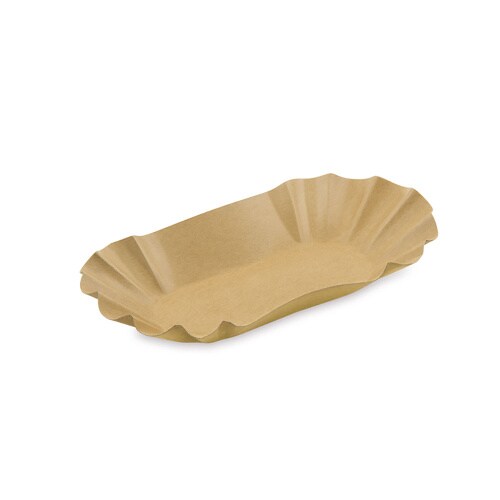 2000 Pappschalen oval FF 17,5x10,5x3 cm braun – Pommesschale mit Fettbarriere