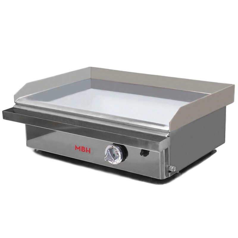MBH - Plancha a gas industrial 600x400 mm de cromo duro para hostelería. Fry Top para cocina profesional para bar y restaurante.