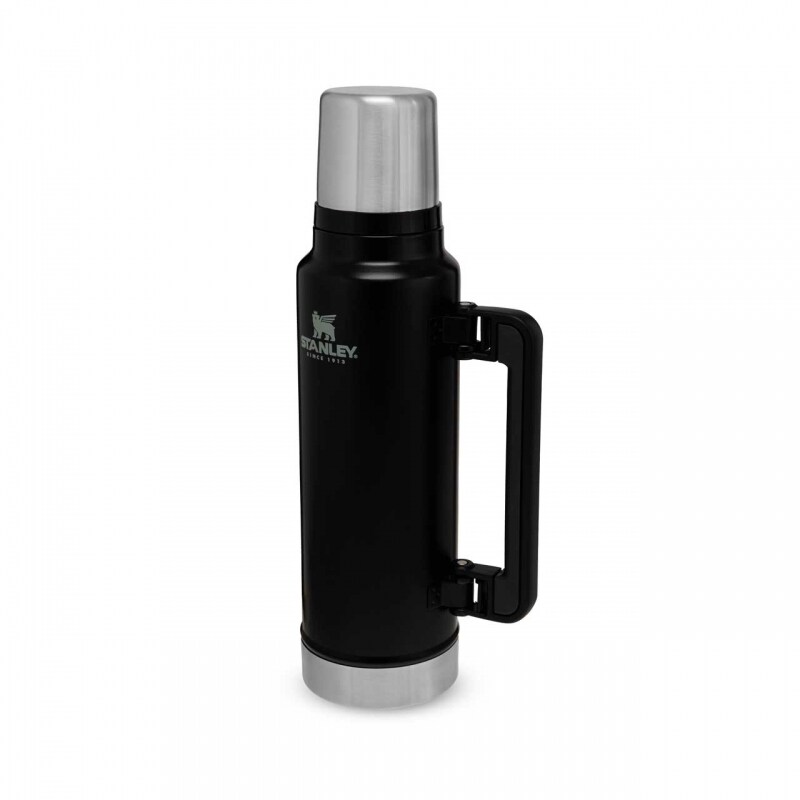 Stanley CLASSIC VAKUUM-FLASCHE 1,4 Liter, matt schwarz, doppelwandige Vakuumisolierung, Griff, Trinkbecher