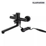 thumbnail of MAX | gastronomische mengkraan wandmontage kraan zwart | professionele keukenkraan roestvrij staal met handdouche|kraan restaurant wand platte uitloop