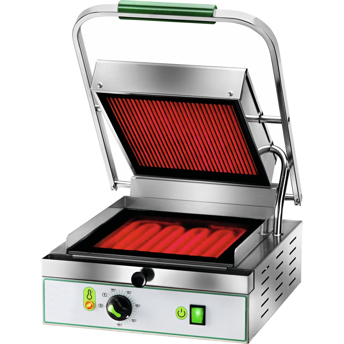 Glaskeramik-Kontaktgrill oben gerillt + unten glatt