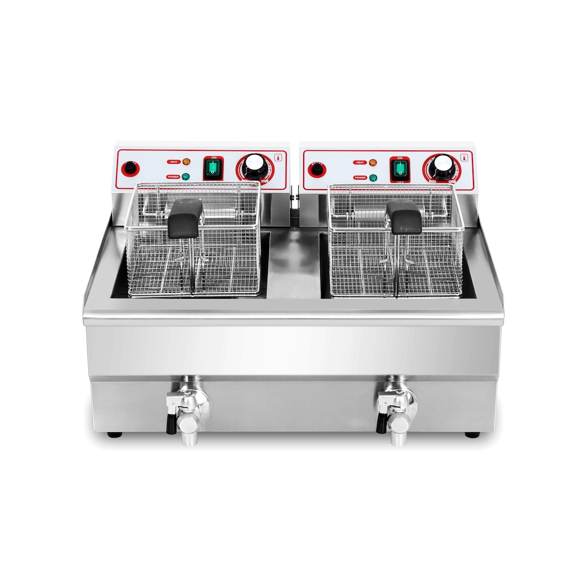 Fritadeira Industrial elétrica Dupla 10L+10L com Tampa e Torneira de saída