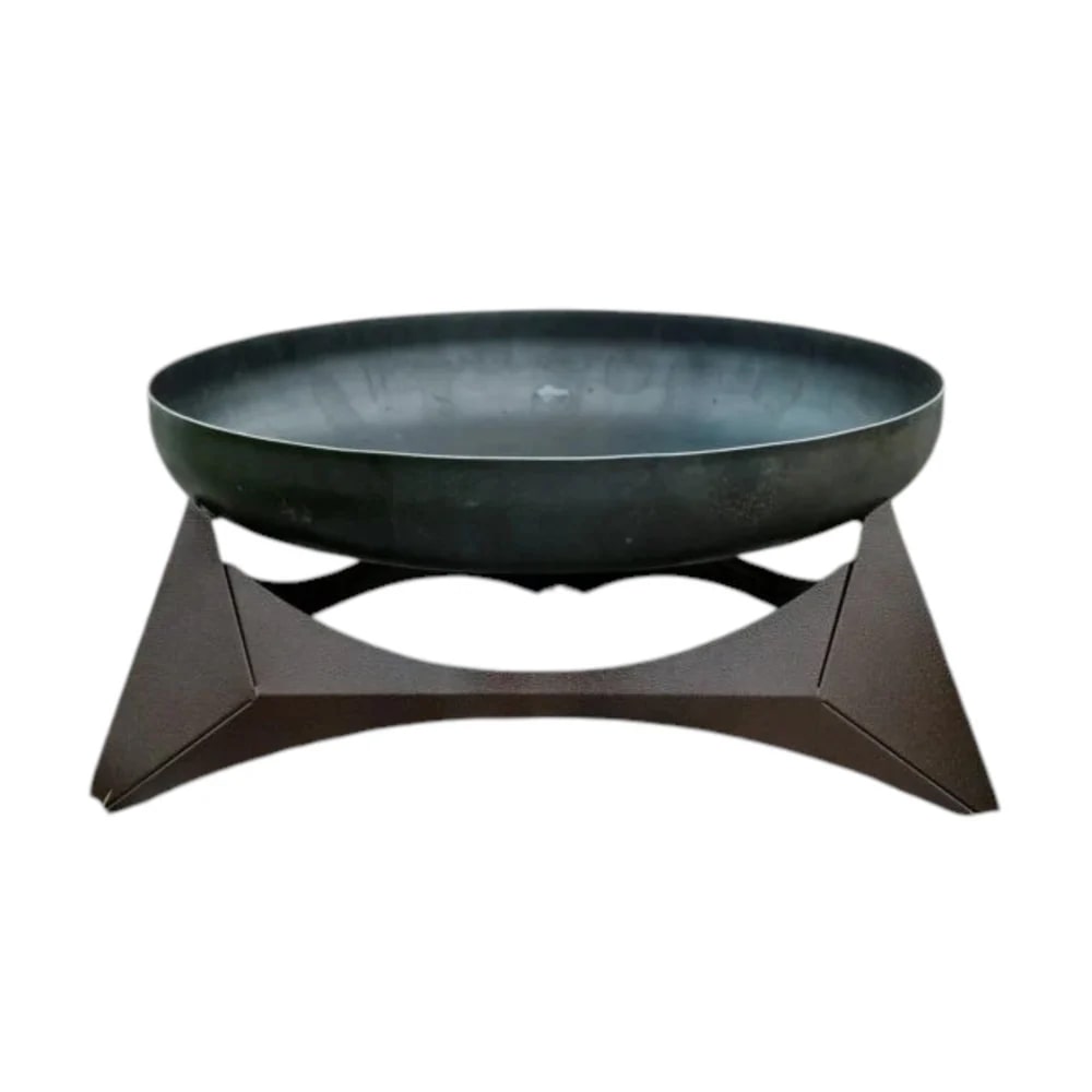 Brasero contemporáneo Arka con acabado de cobre envejecido, grande