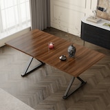 thumbnail of Merax Esstisch 180x90 cm, für 6–8 Personen, rechteckig, moderner Esszimmertisch mit Metallbeinen, Walnussoptik/Schwarz