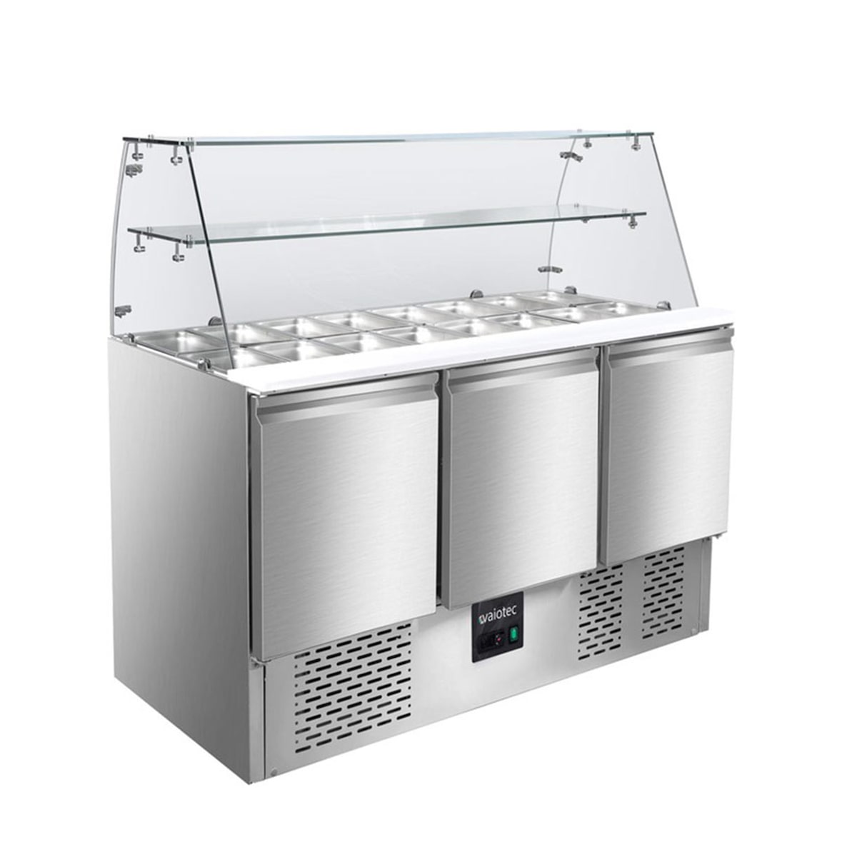 EASYLINE Saladette 700 / 3-vaks met vierkant glazen blad