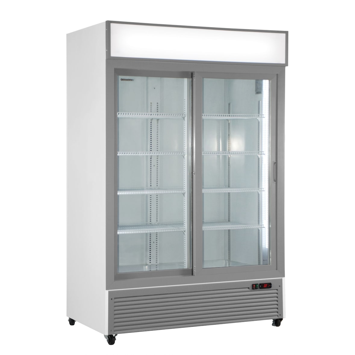 Frigo vetrina bibite doppia porta ventilata con regolatore elettronico e termometro digitale. Temperatura 0°C/+10°C. Modello CL1300V2GCSLWHITE
