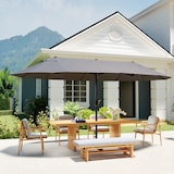 thumbnail of Outsunny sombrilla doble 4,6x2,7 m sombrilla terraza exterior con manivela manual resistente al agua y protección solar gris