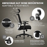 thumbnail of ML-Design Bürostuhl Ergonomisch Schwarz Mesh Drehstuhl Lendenstütze Kopfstütze Armlehnen Wippfunktion Rollen Chefsessel