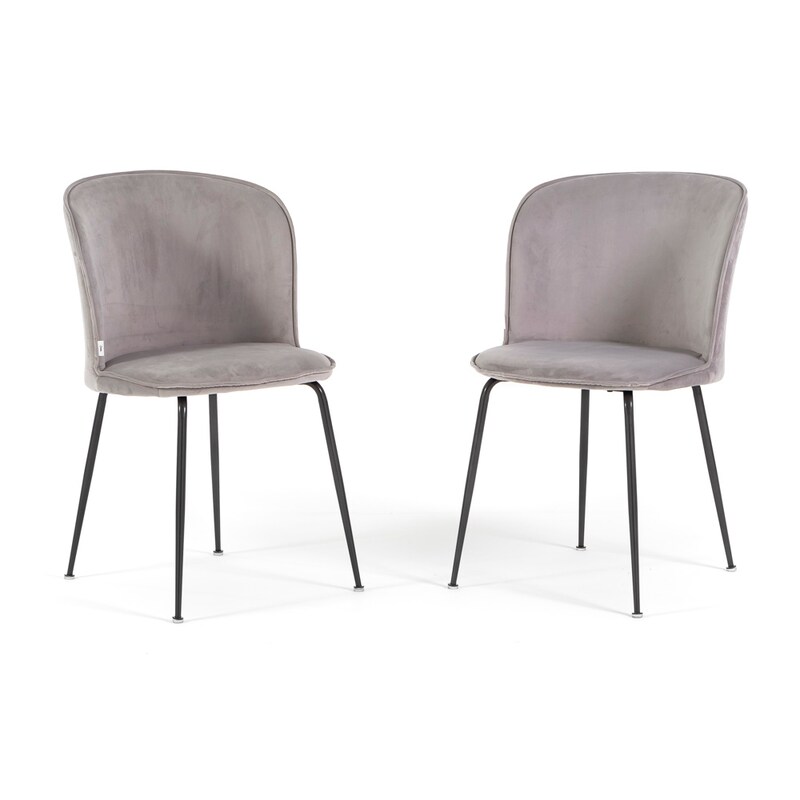 JaHECOME Set 4 Sedie Da Pranzo In Velluto Grigio – Stile Scandinavo, Schienale A Griglia, Gambe In Metallo, Ergonomiche 86x45x58 Cm