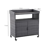 thumbnail of METRO PROFESSIONAL Carrello di servizio con armadietto Balsario, alluminio/PE rattan, 112 x 56 cm, grigio pietra