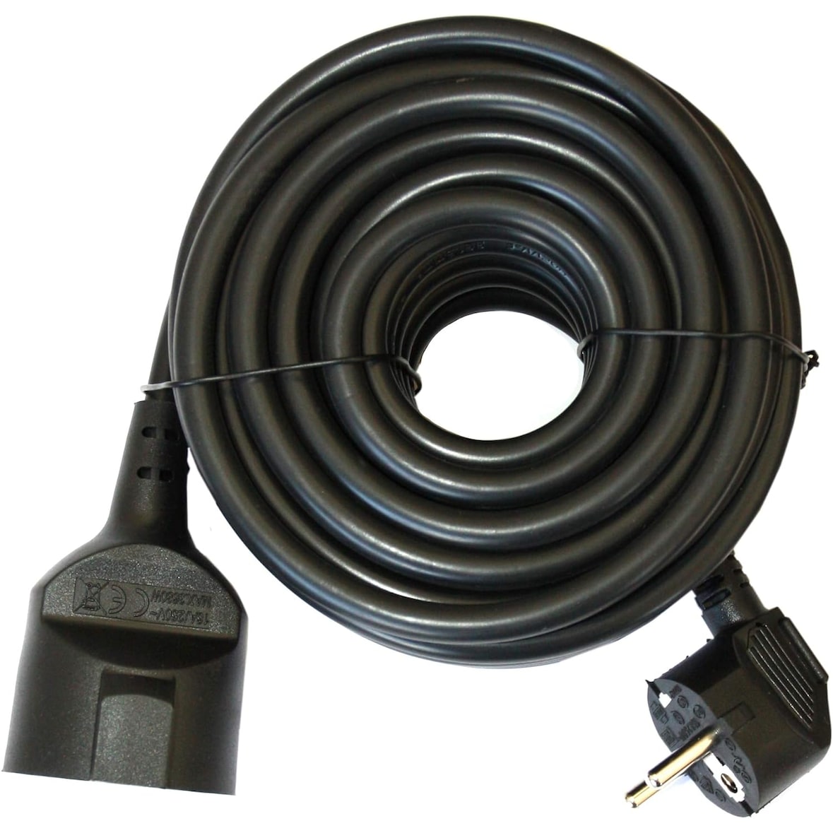 Alargador eléctrico de 10 metros, Negro, Protección para niños, Potencia màxima 3.500W, 250V, 3 cables de 1,5mm2, Toma de tierra