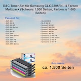 thumbnail of D&C Toner-Set für Samsung CLX-3305FN - 4 Farben Multipack (Schwarz 1.500 Seiten, Farben je 1.000 Seiten)