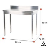 thumbnail of Romux® Table en Acier Inoxydable pour Restauration Murale sans Étagère 800x700x850 mm | Table de Travail en Inox Résistante à la Corrosion